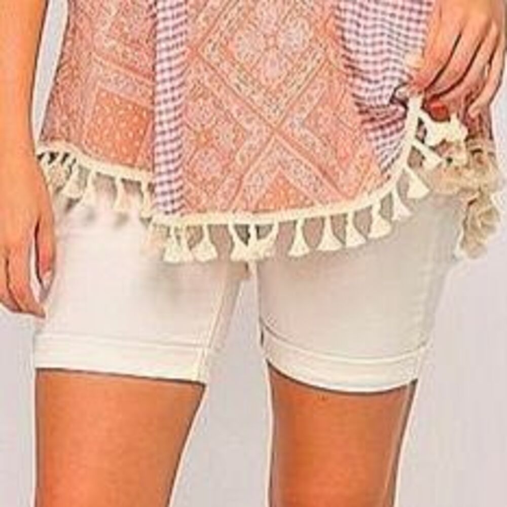 New GIGIO  L 12 14 16  Dusty Apricot Gingham Bandana Oversized Caftan Tunic Top - Picture 5 of 8